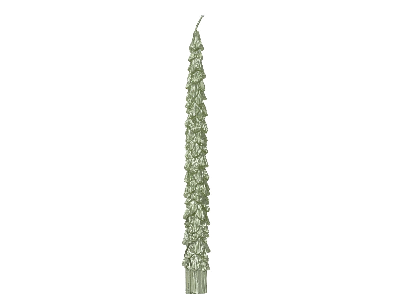Candela a forma di pino verde metallizzato in cera d.2,2xh.25 cm, set da 2 pezzi - Decoris Candles
