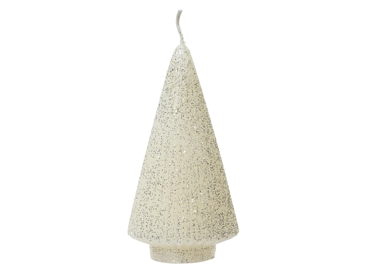 Candela a forma di albero di natale bianca glitter champagne d.6,5x12,5 cm Decoris