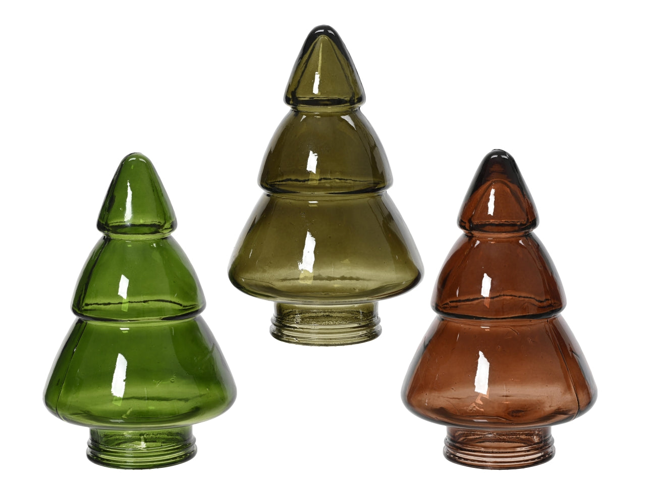 Alberello decorativo in vetro d.10x21,5cm in 3 colori assortiti