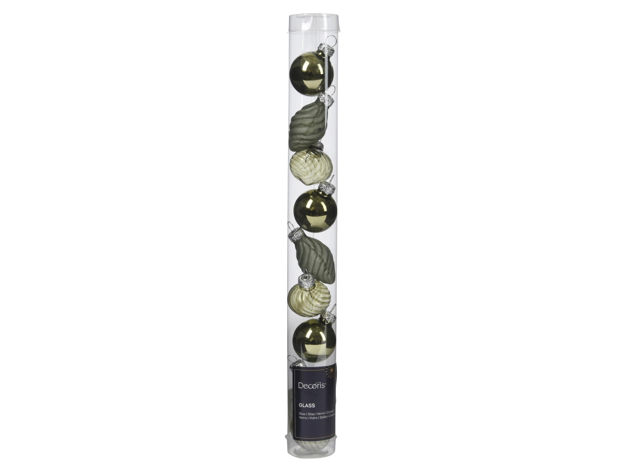Palla di vetro d.3cm lucida, opaca mix verde la confezione contiene 9 palle