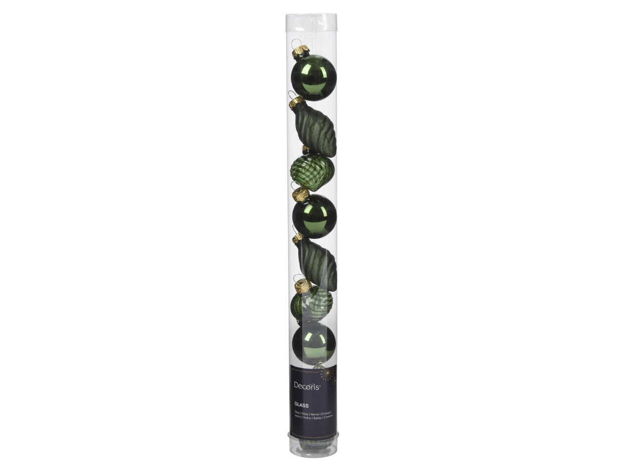 Palla di vetro d.3cm lucida, opaca mix verde la confezione contiene 9 palle