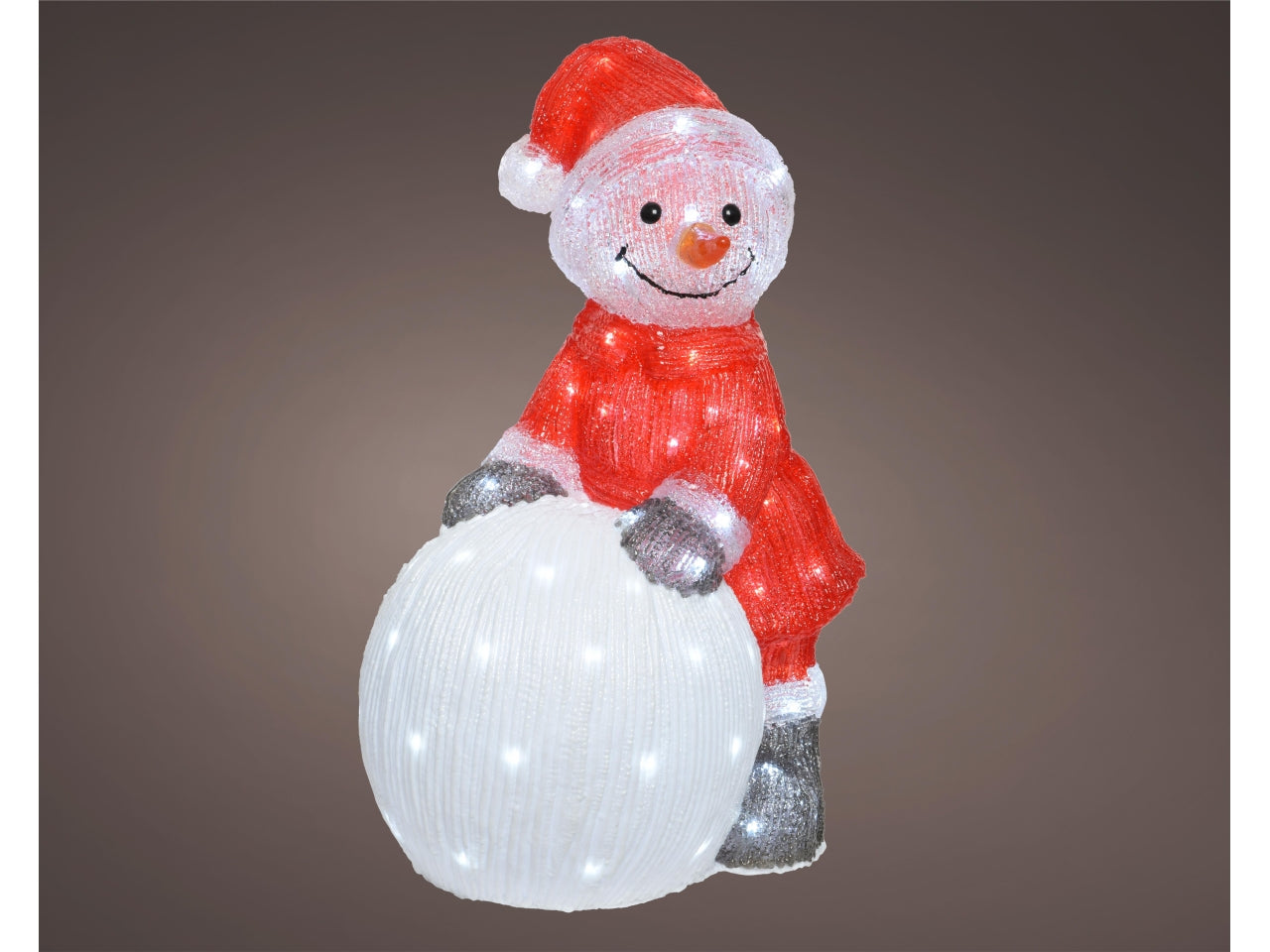 Pupazzo di neve con led 31x42x60cm m.color per uso esterno
