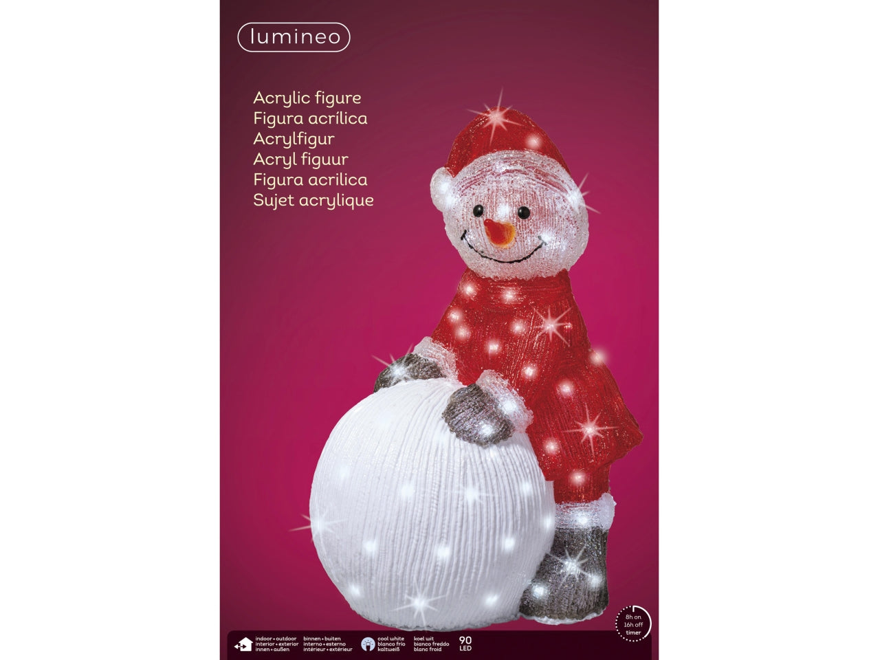 Pupazzo di neve con led 31x42x60cm m.color per uso esterno