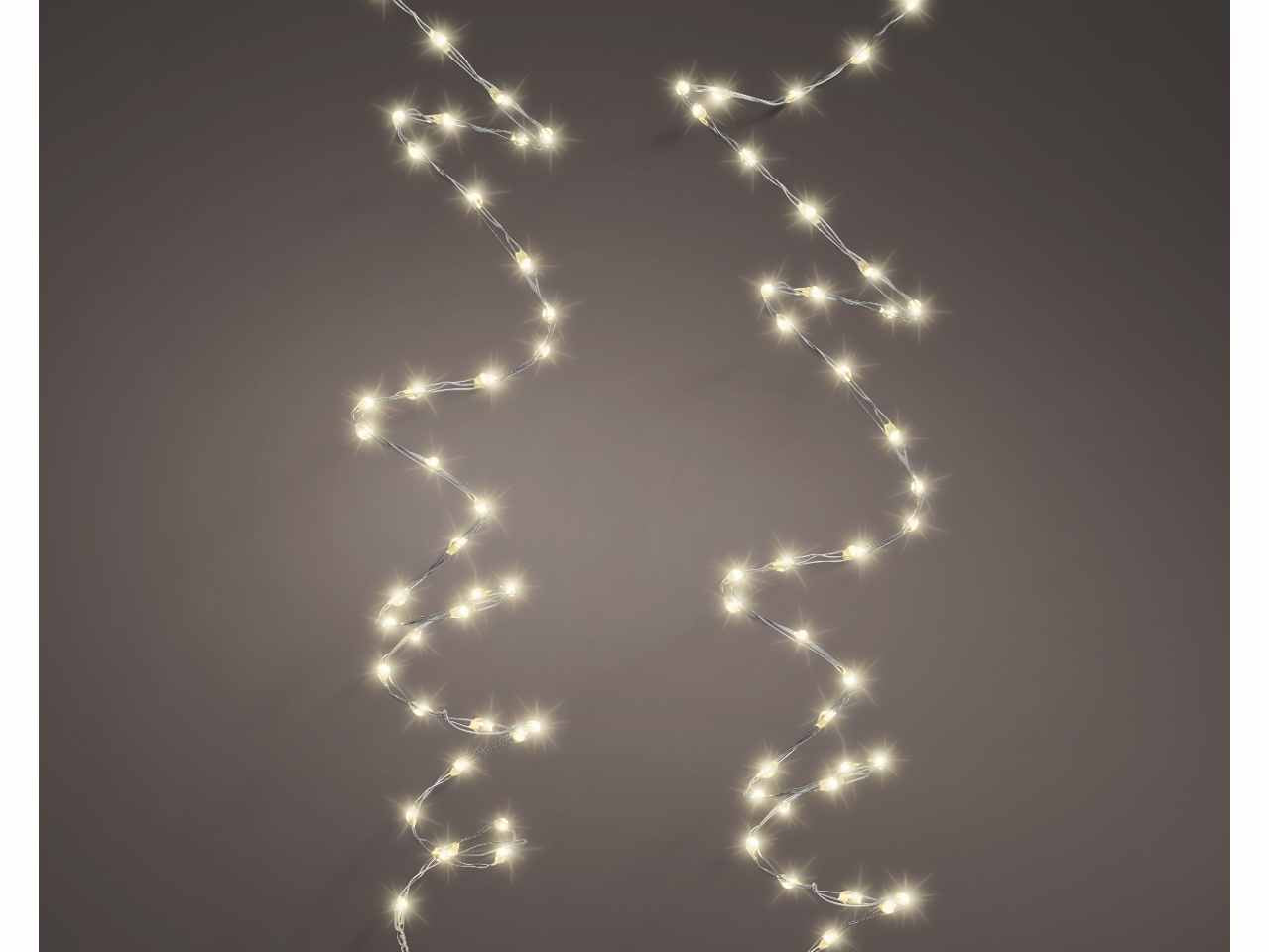 Luci natalizie micro led extra dense con 8 funzioni effetto scintillio per uso esterno colore argento bianco caldo misura lun.900cm misura del led micro numero di led 567