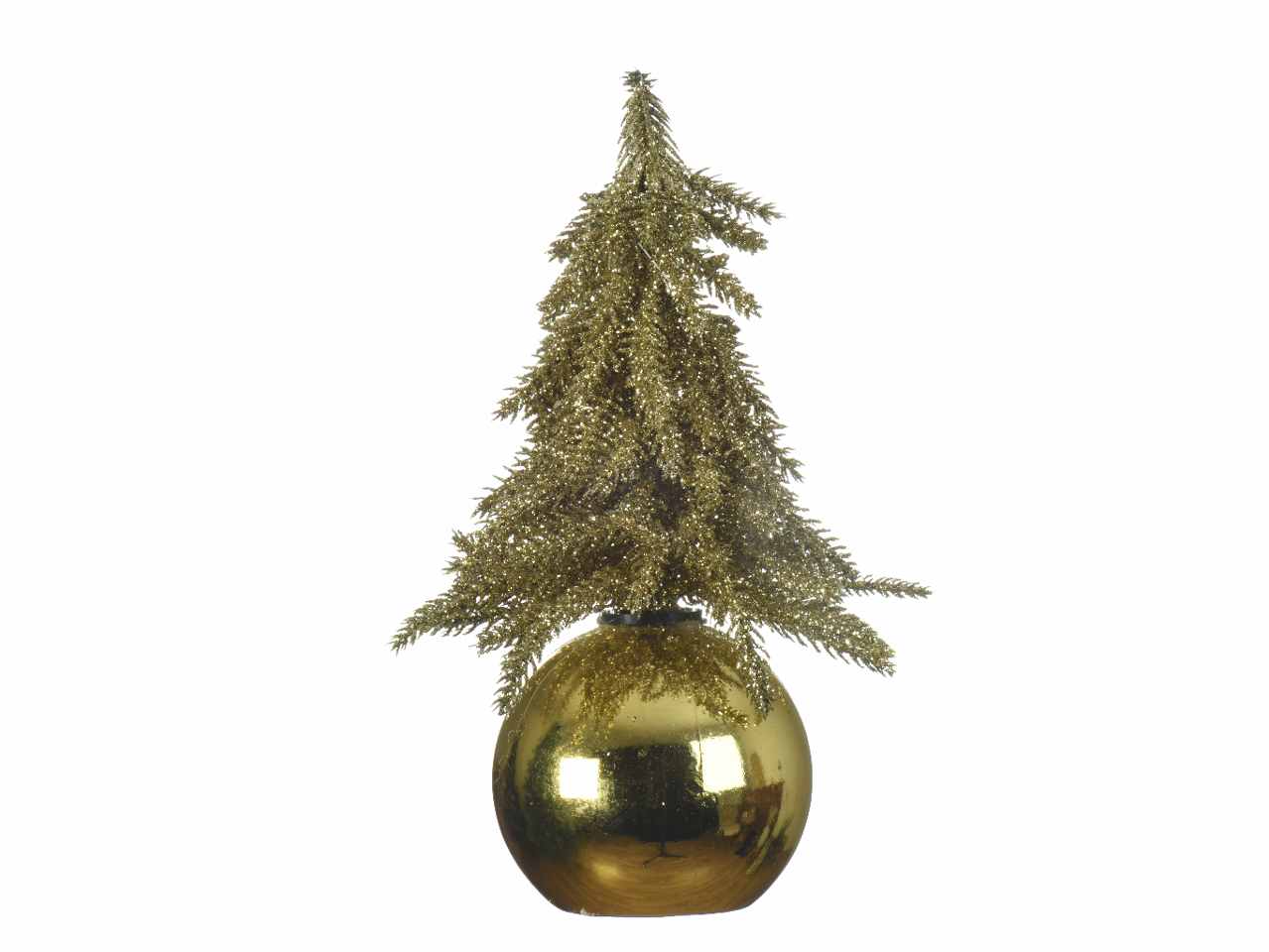 Mini albero di natale 16x16x28cm su sfera oro