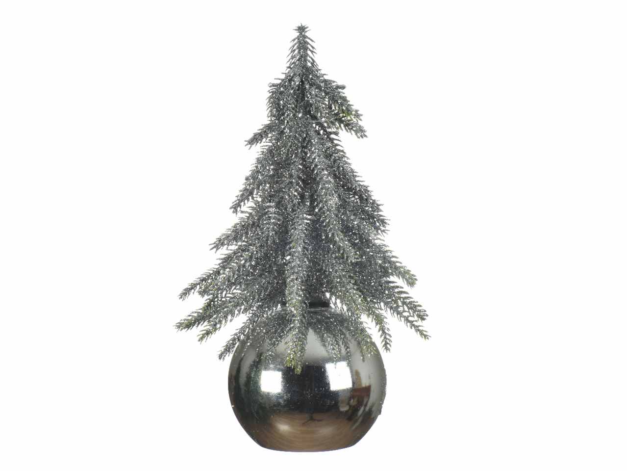Mini albero di natale 16x16x28cm su sfera argento