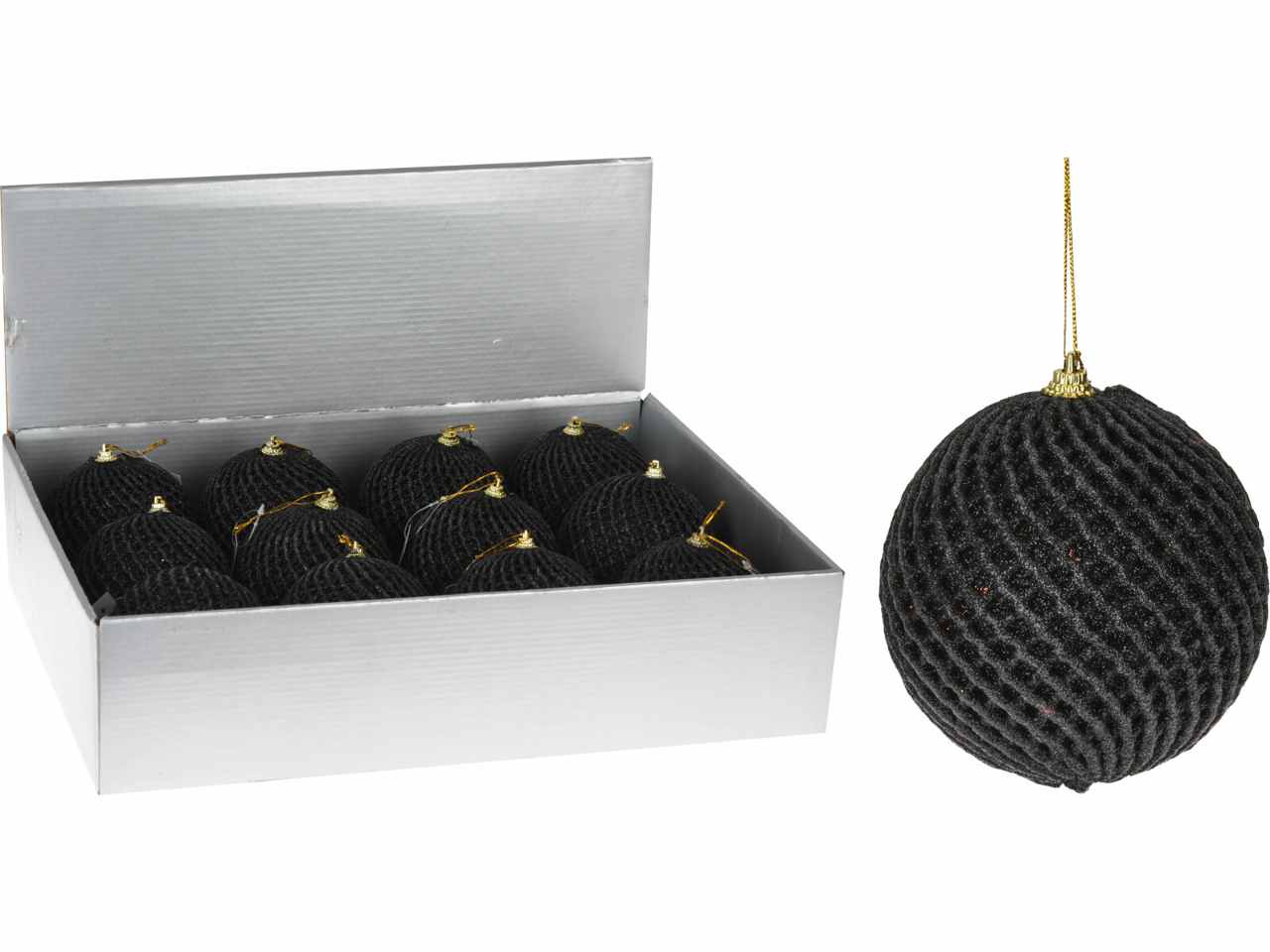 Sfera in plastica d.100mm glitter nero