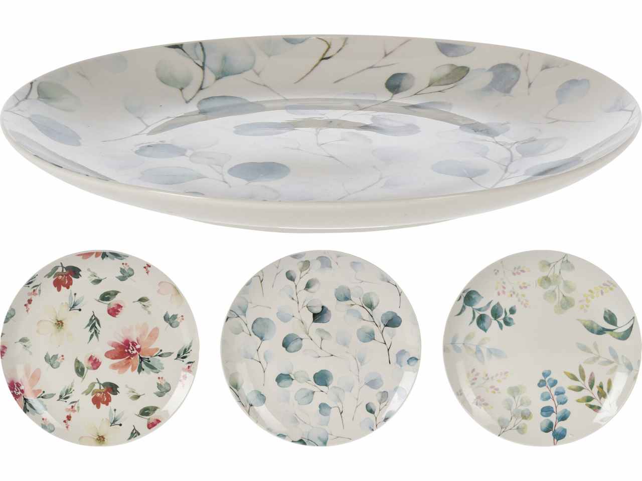 Piatto in porcellana 27cm fantasia fiori