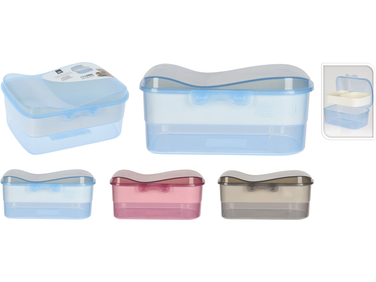 Lunchbox in plastica a 2 piani misura 21x16x9cm