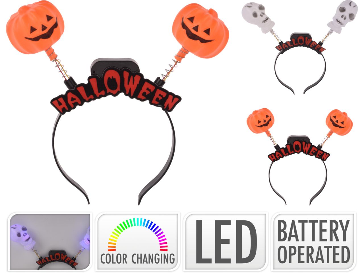 Cerchietto halloween con led in 2 modelli assortiti