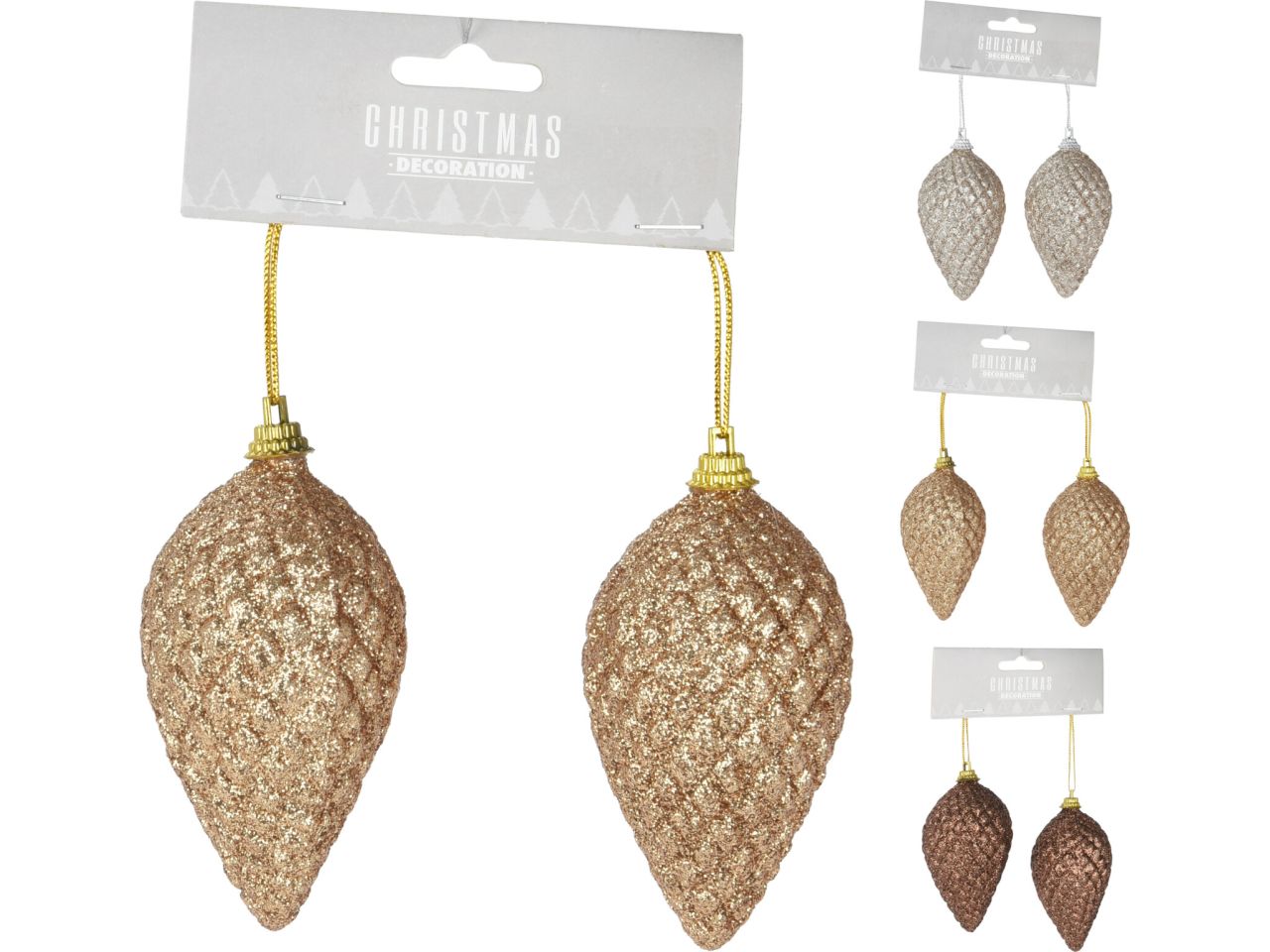 Pendenti natalizi misura 9cm in 3 colori assortiti - la confezione comprende 2 pendenti