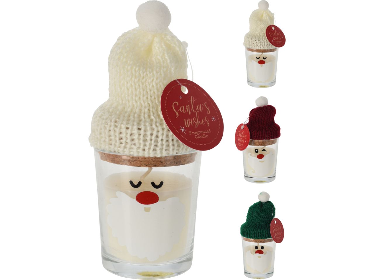 Vaso in vetro con candela misura 5x6cm in 3 assortimenti