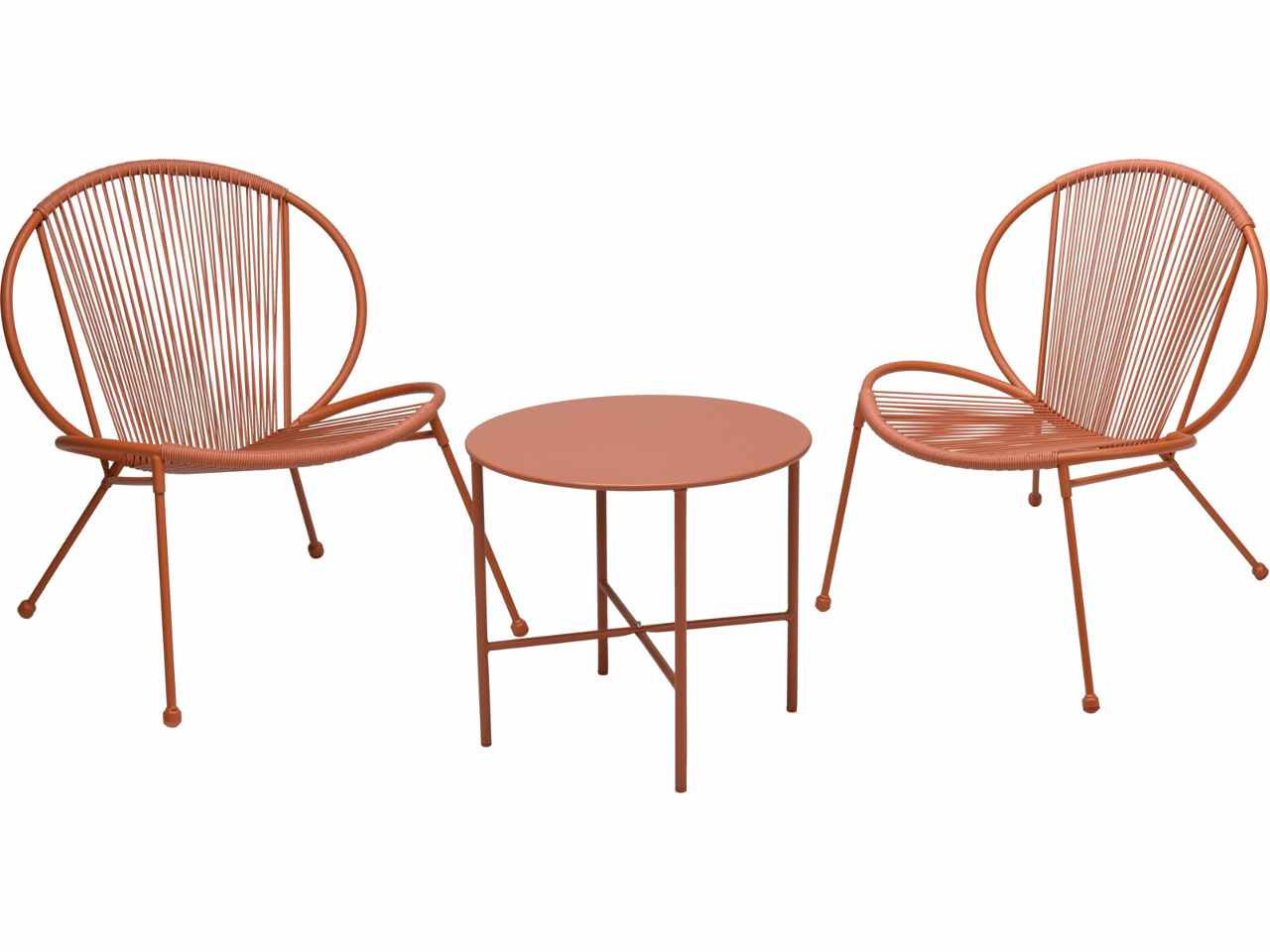 Set da giardino 3 pezzi due sedie e un tavolino colore terracotta