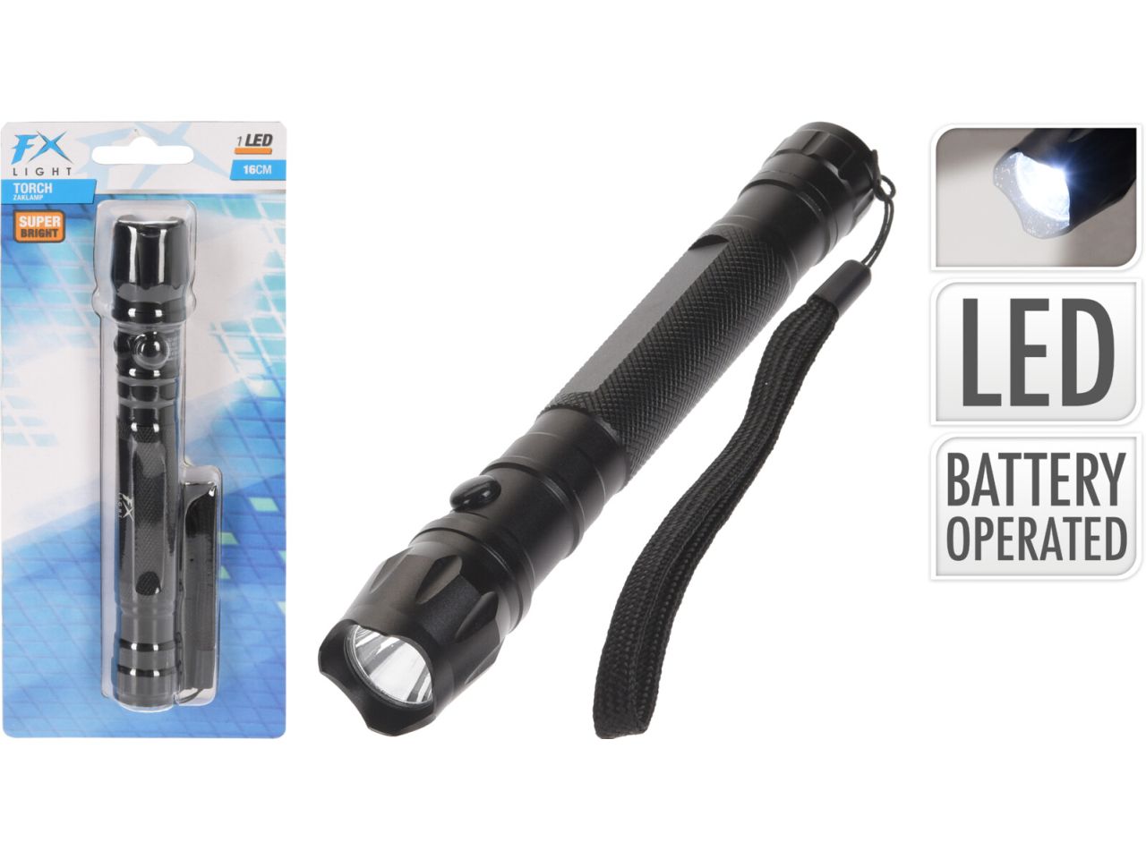 Torcia elettrica 16cm nera