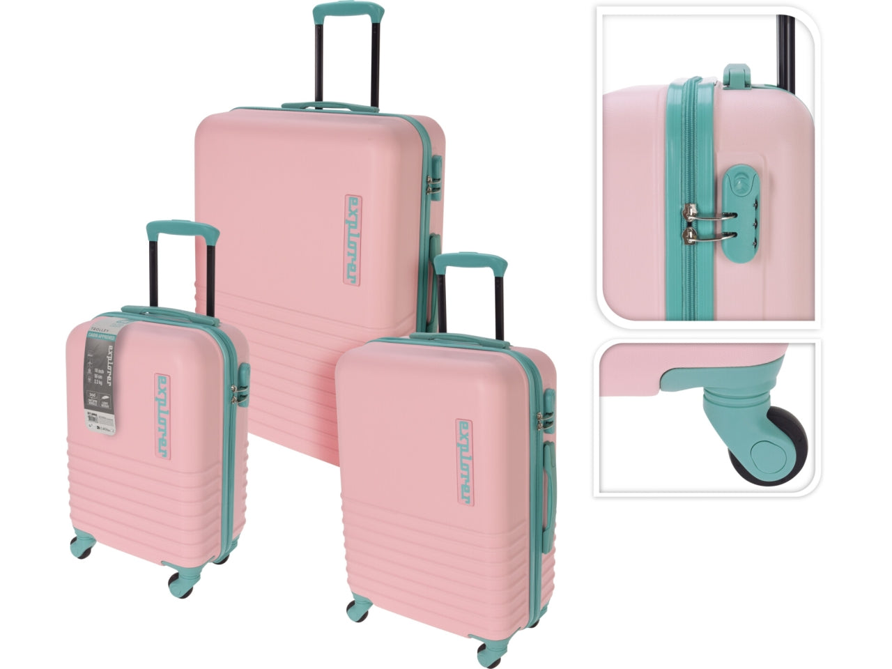 Trolley colore rosa il set comprende 3 trolley
