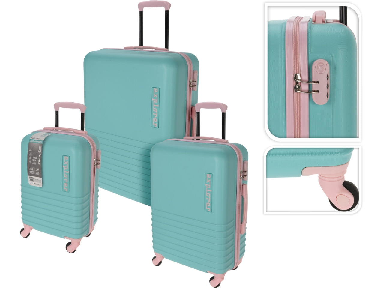 Trolley colore verde menta il set comprende 3 trolley