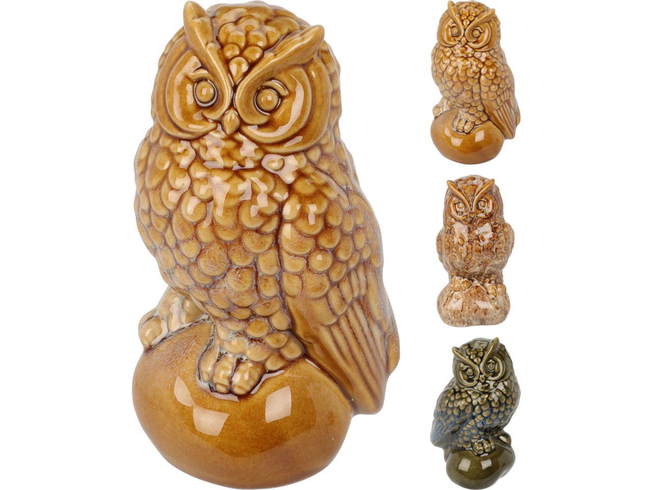 Gufo in porcellana in misura 14cm in 3 assortimenti