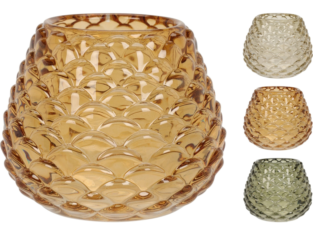 Porta tealight in vetro 10x8cm in 3 assortimenti