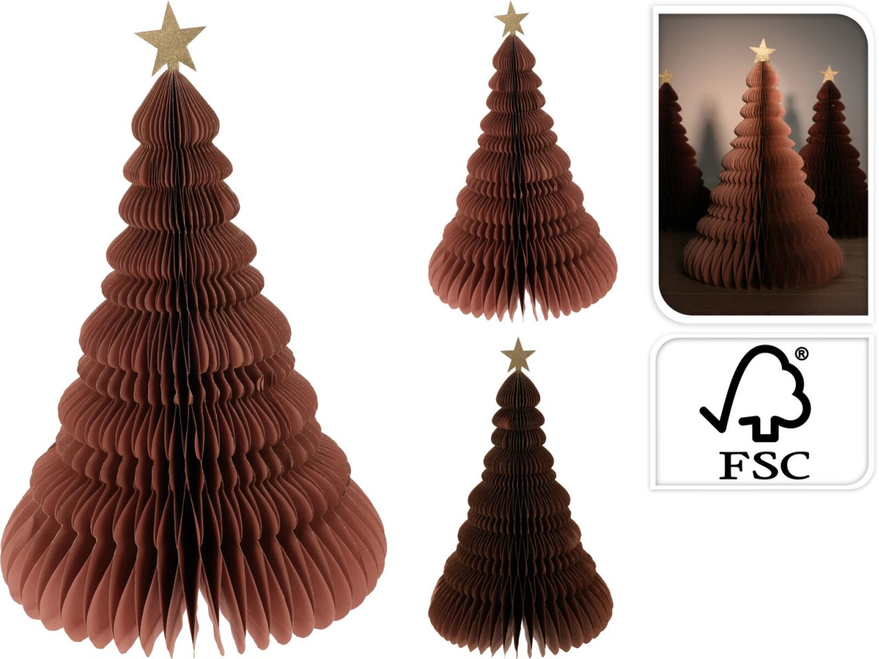 Albero di natale in carta misura 40cm in 2 assortimenti