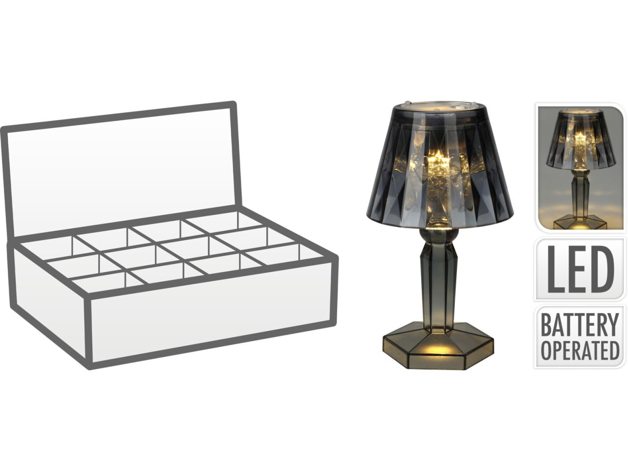 Lampada mini con led misura 11cm colore fumé