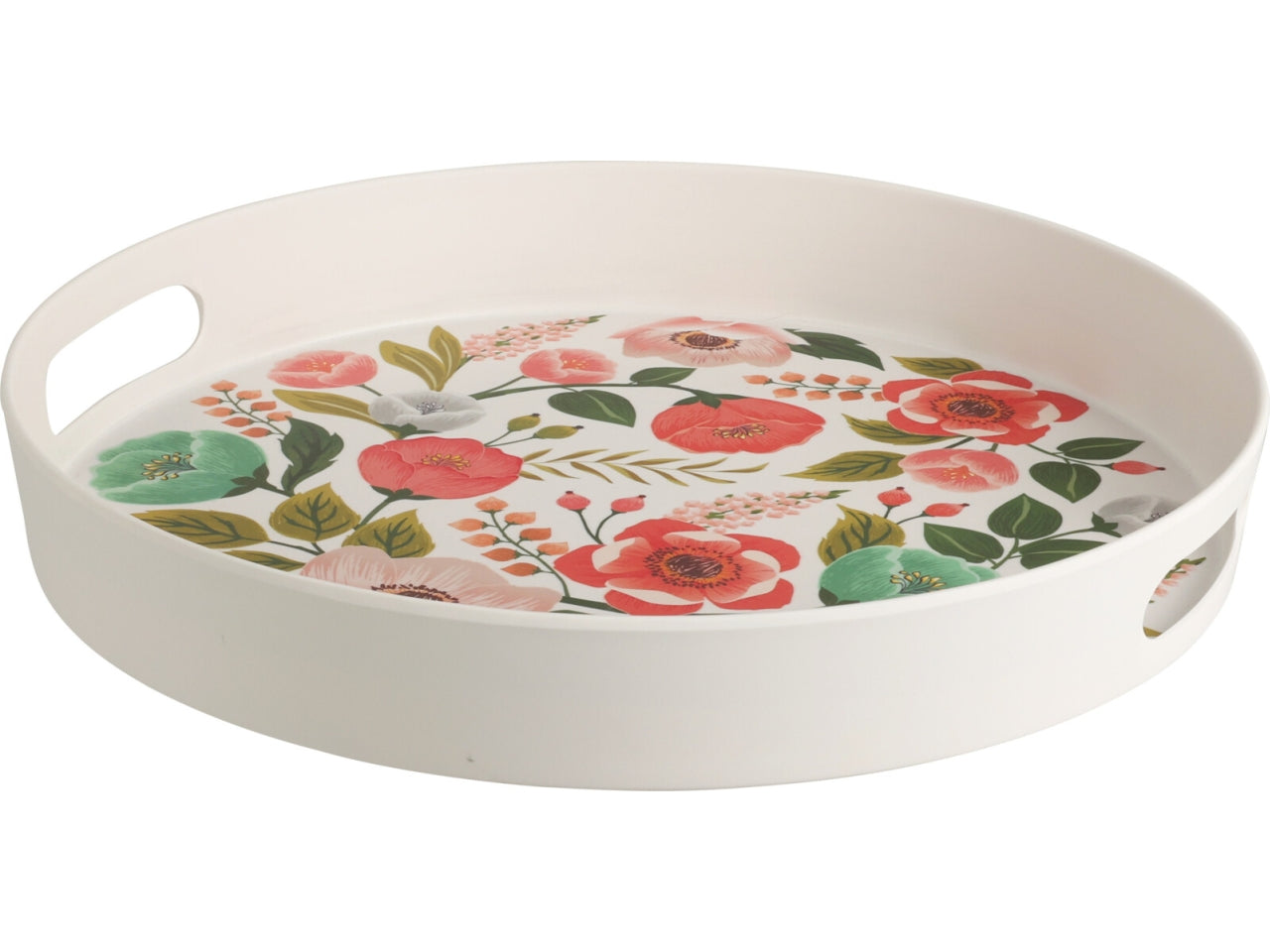 Vassoio decorativo rotondo in melamina floreale multicolor - 30x4cm - Koopman