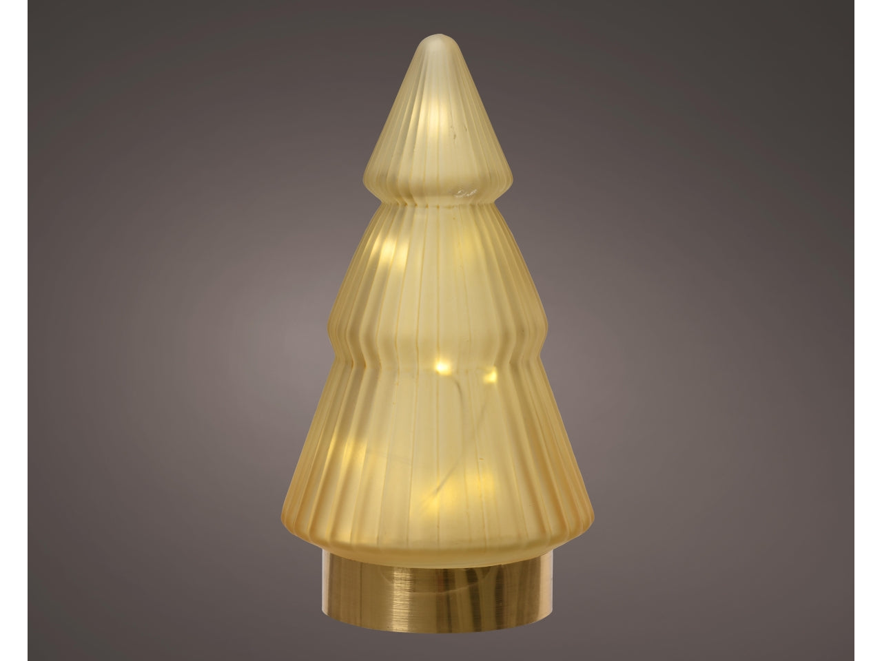 Alberello in vetro con microled d.10,5x19,5cm a batteria marrone