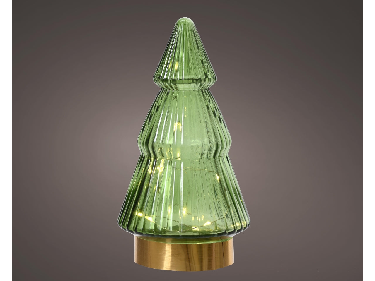 Alberello in vetro con microled d.10,5x19,5cm a batteria verde