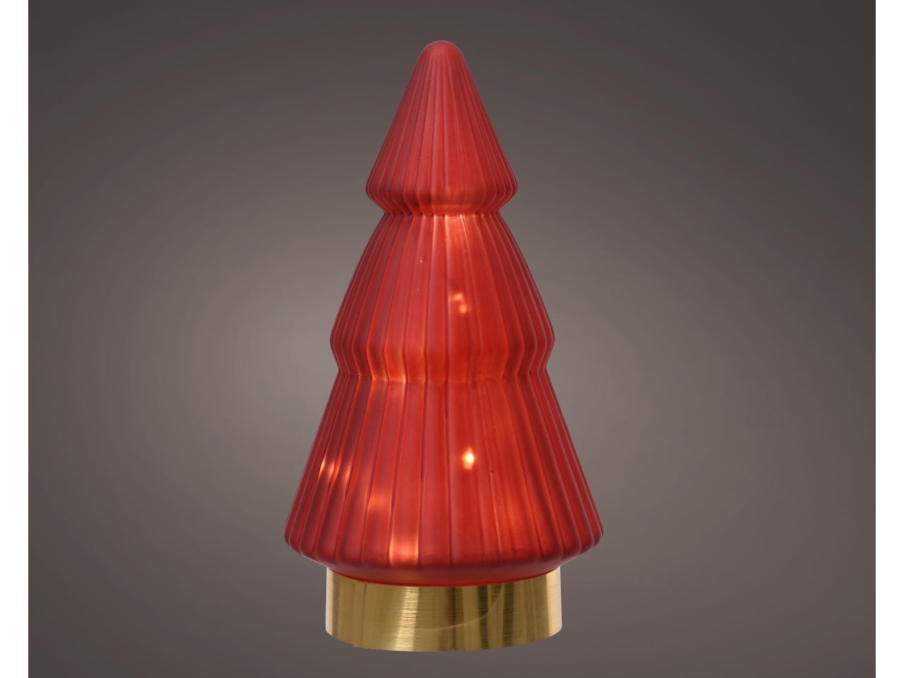 Alberello in vetro con microled d.10,5x19,5cm a batteria rosso