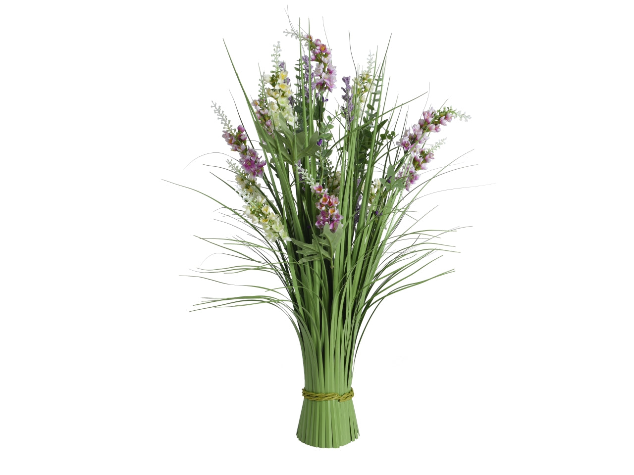 Mazzetto di lavanda artificiale con foglie della Pampa in plastica - realistico e flessibile, Kaemingk 70x30cm, stile country