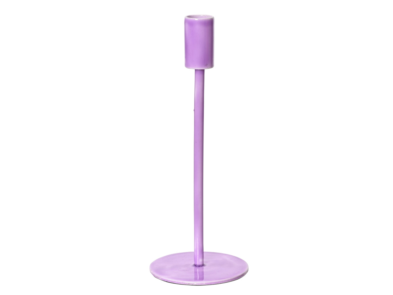 Portacandele moderno in alluminio smaltato lucido lilla, 22,5x9 cm- Kaemingk