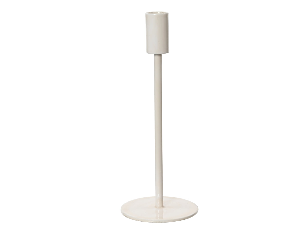 Portacandele moderno in alluminio smaltato lucido color crema, 22,5x9 cm- Kaemingk