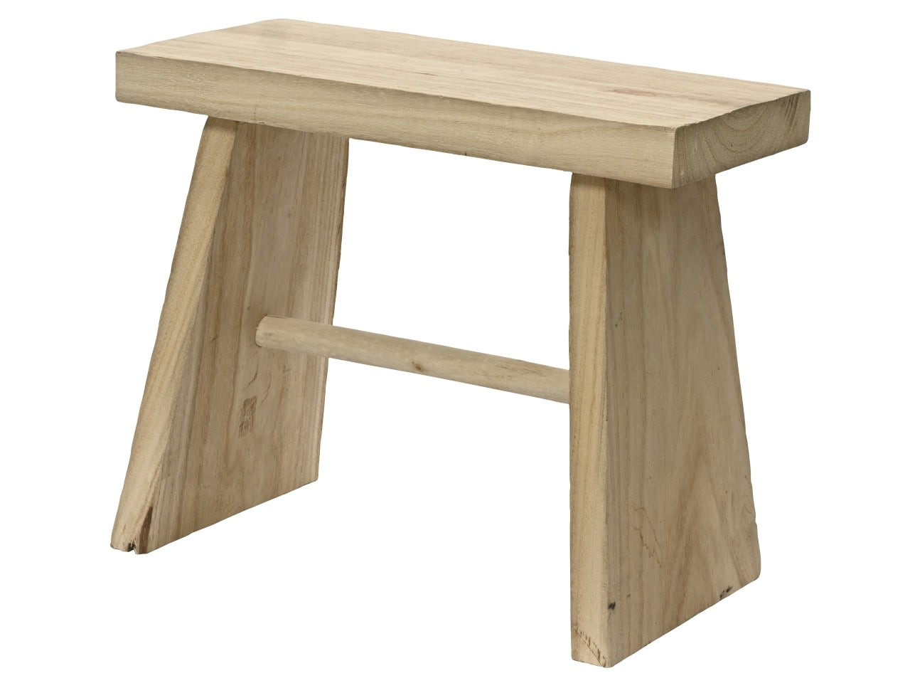 Sgabello basso country in legno di paulownia naturale - 50x23,5x40cm - Kaemingk