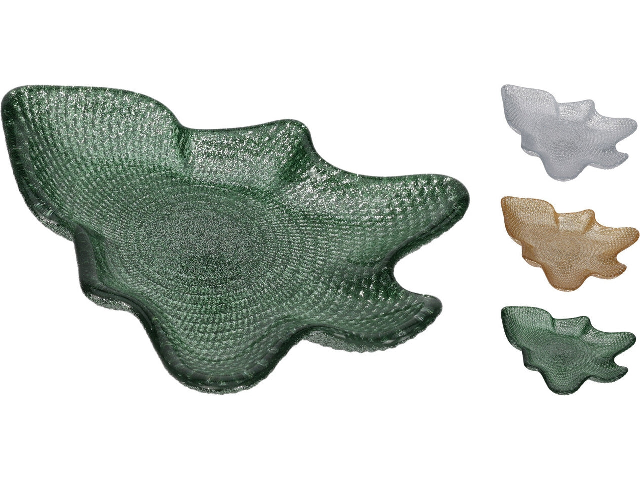 Piatto in vetro a forma di albero di natale 16cm in 3 assortimenti