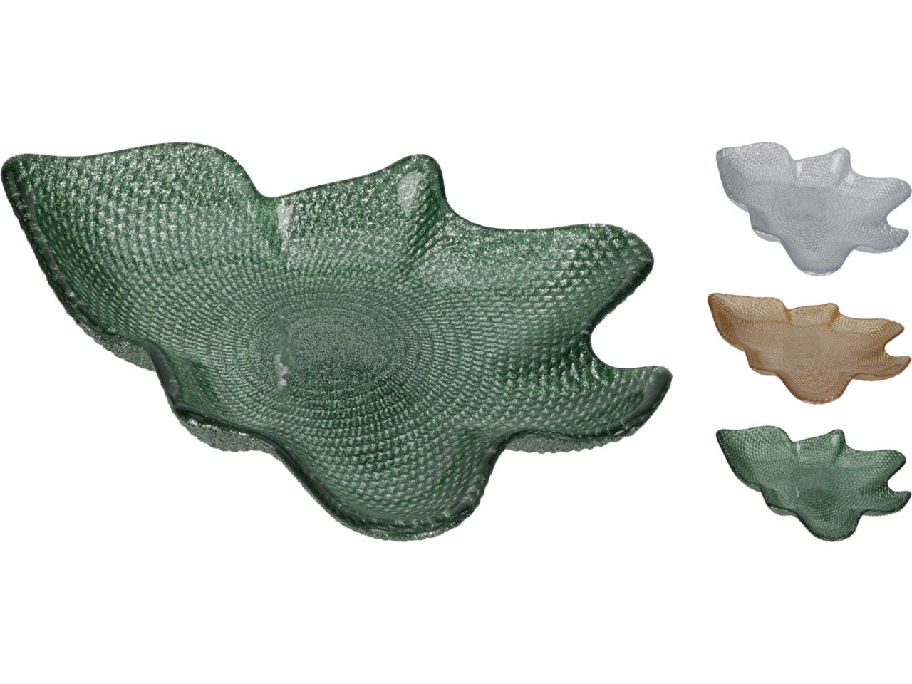 Piatto in vetro a forma di albero di natale 21cm in 3 assortimenti