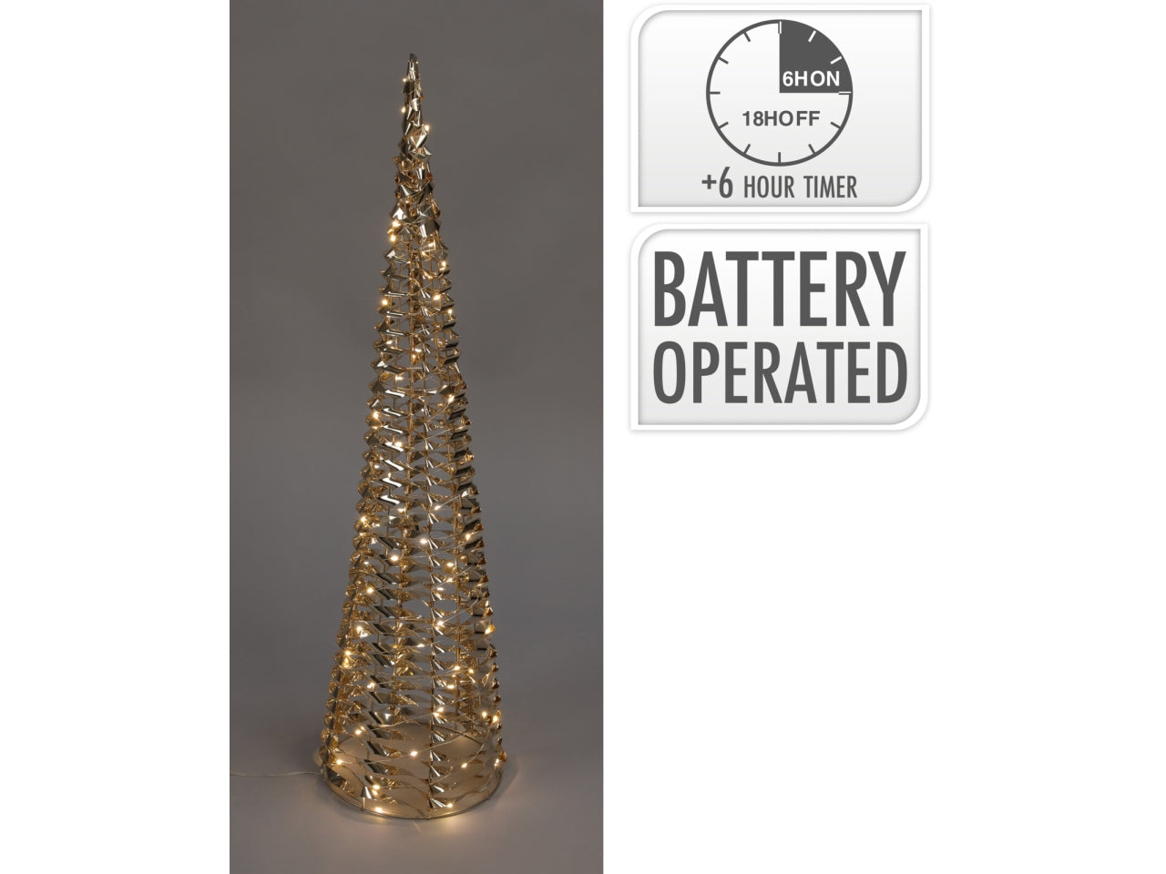 Cono decorativo con 80 led bianco caldo 80cm oro