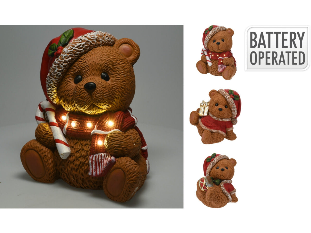 Orso natalizio con led 29cm in 3 assortimenti