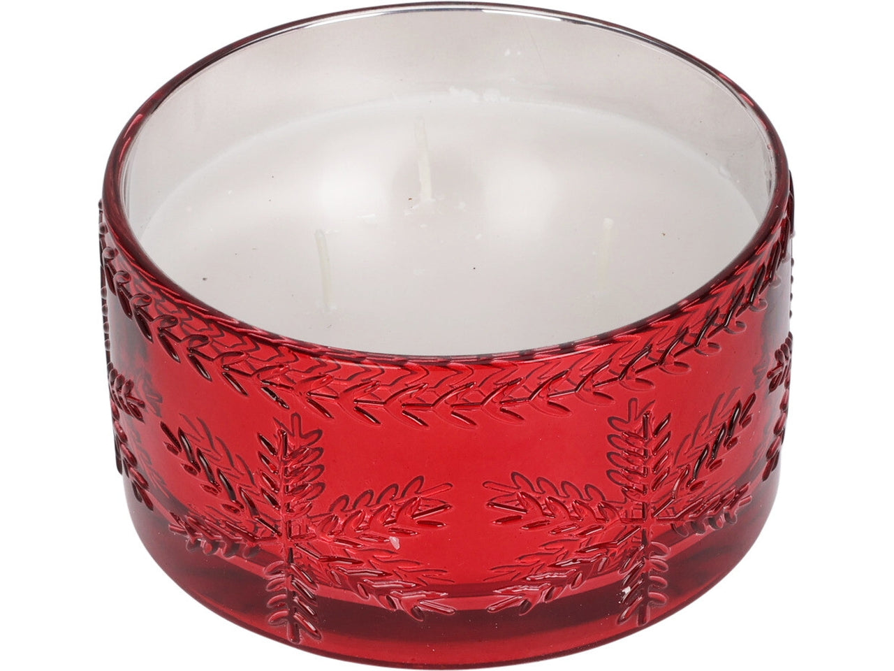 Candela profumata in vetro rosso 15x8cm