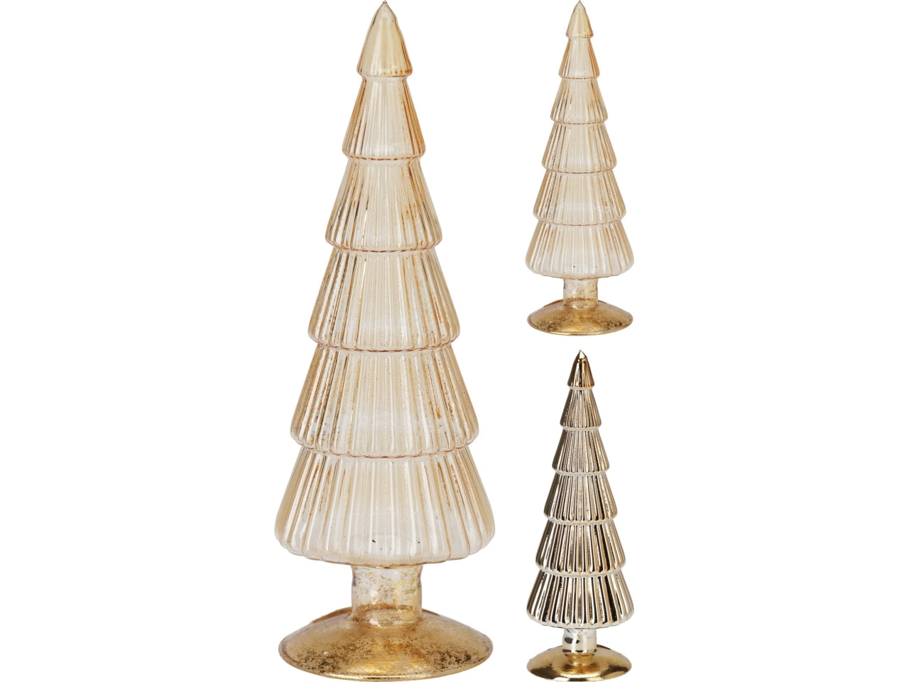 Alberello natalizio decorativo in vetro champagne 25cm in 2 assortimenti