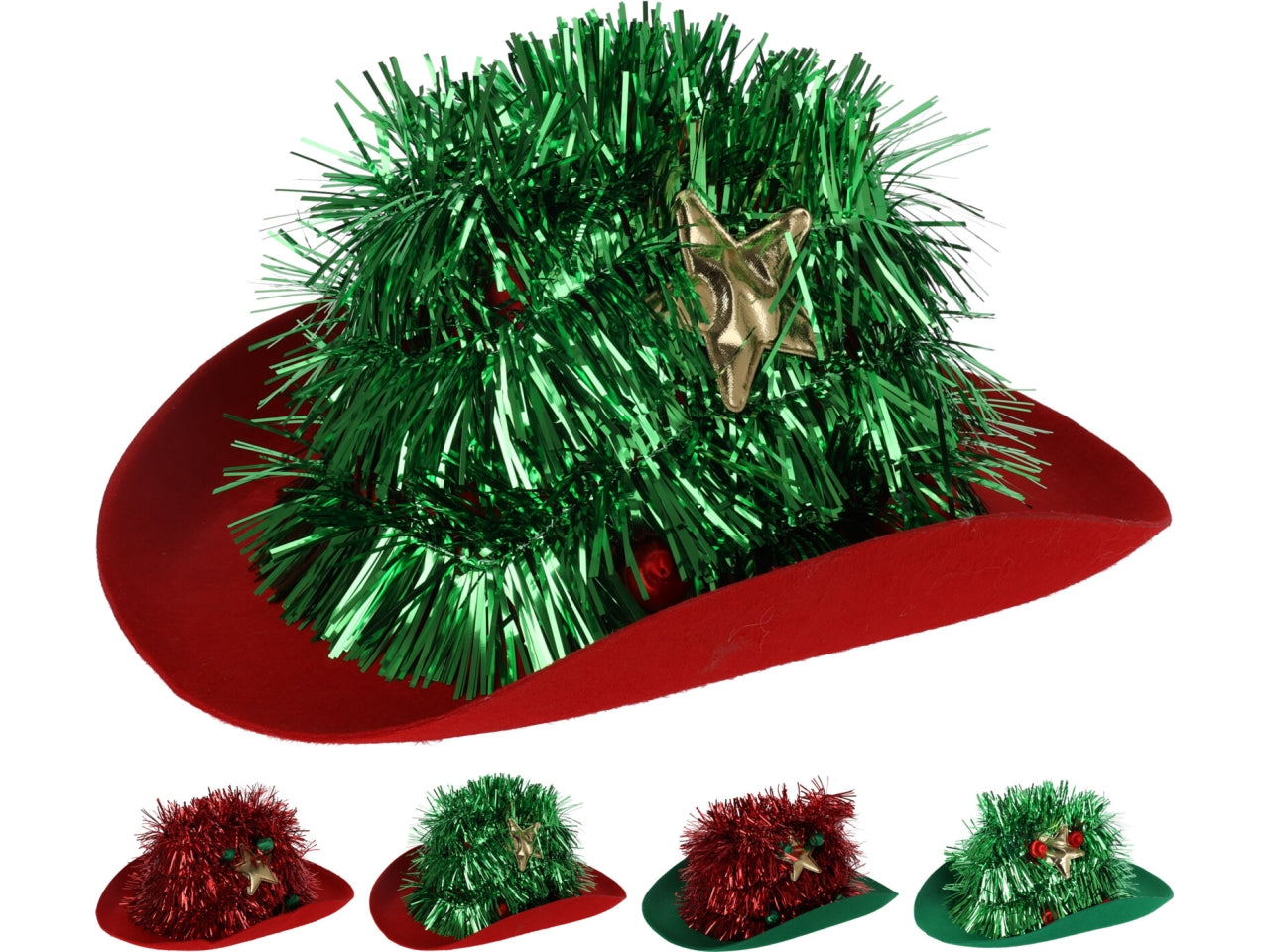 Cappello da cowboy con albero di natale in 2 assortimenti