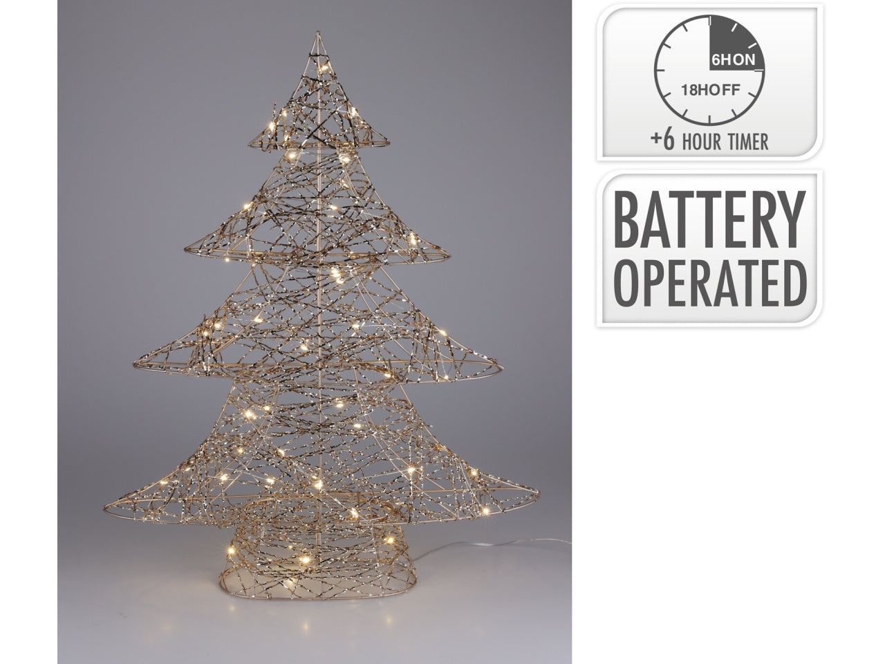 Albero di natale decorativo filo oro con 60 led 60cm
