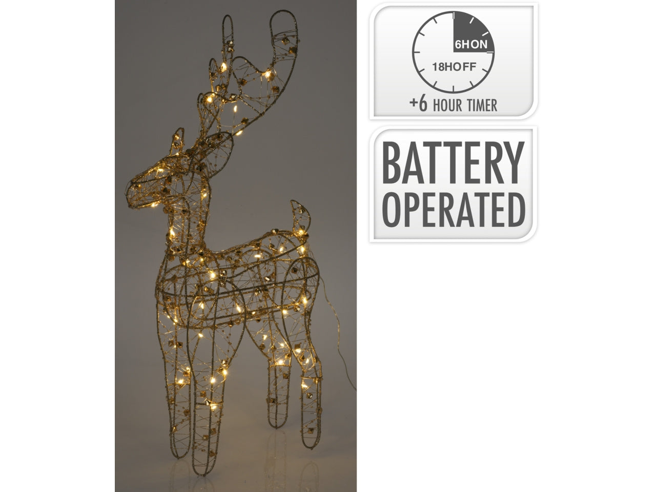 Renna decorativa 50cm con 40 led oro