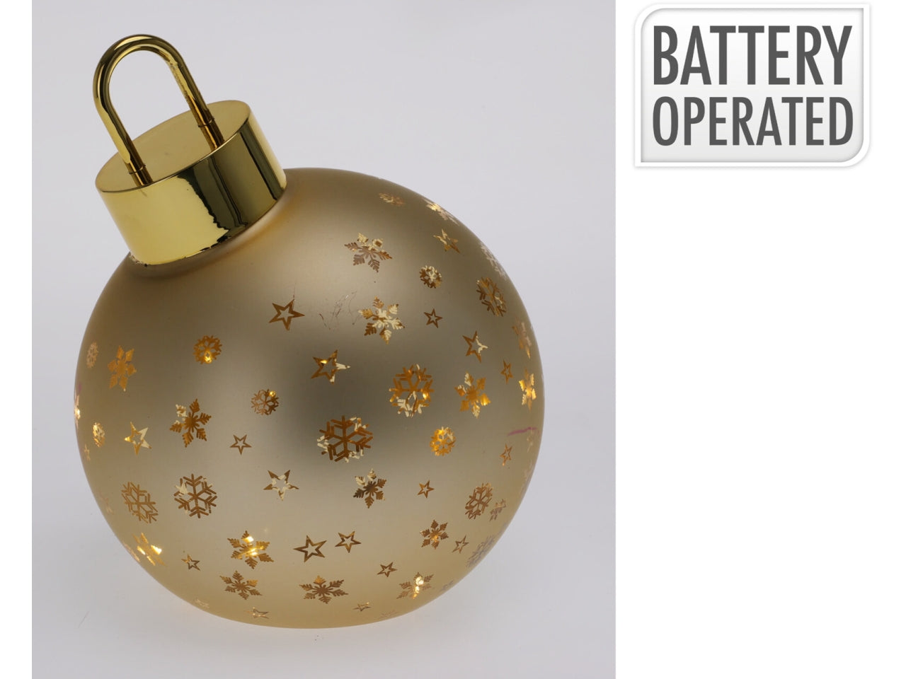Palla natalizia in vetro con led 15cm oro