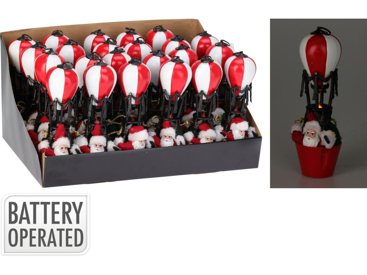 Babbo natale con mongolfiera 20cm con led