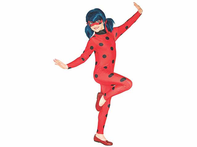 Rubies vestito miraculous ladybug taglia m 5-6 anni classico per bambine - tuta con maschera