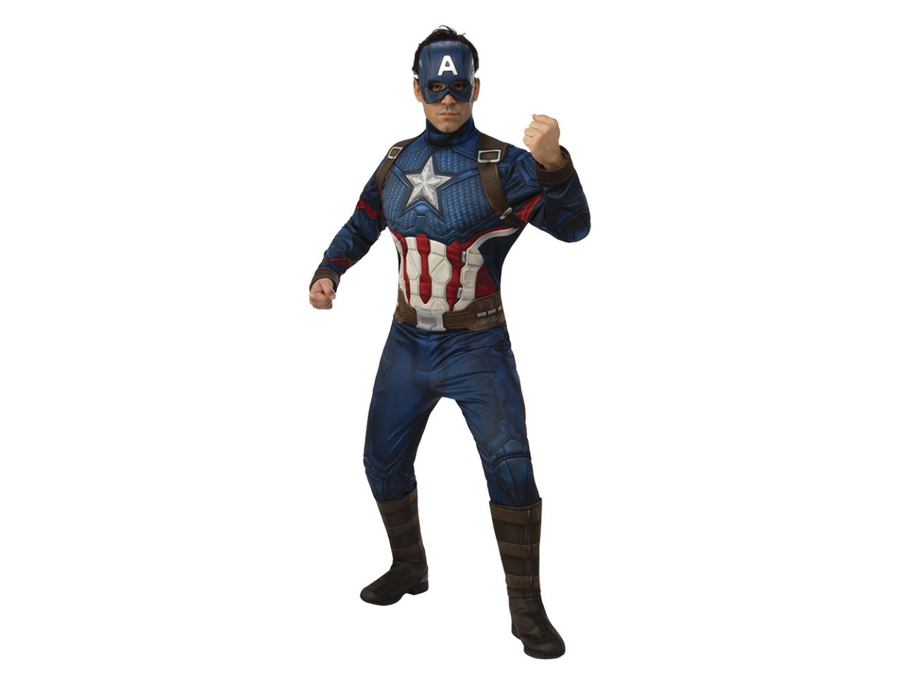 Rubies vestito per adulto capitan america endgame lusso taglia xl - tuta imbottita con copriscarpe attaccate e maschera