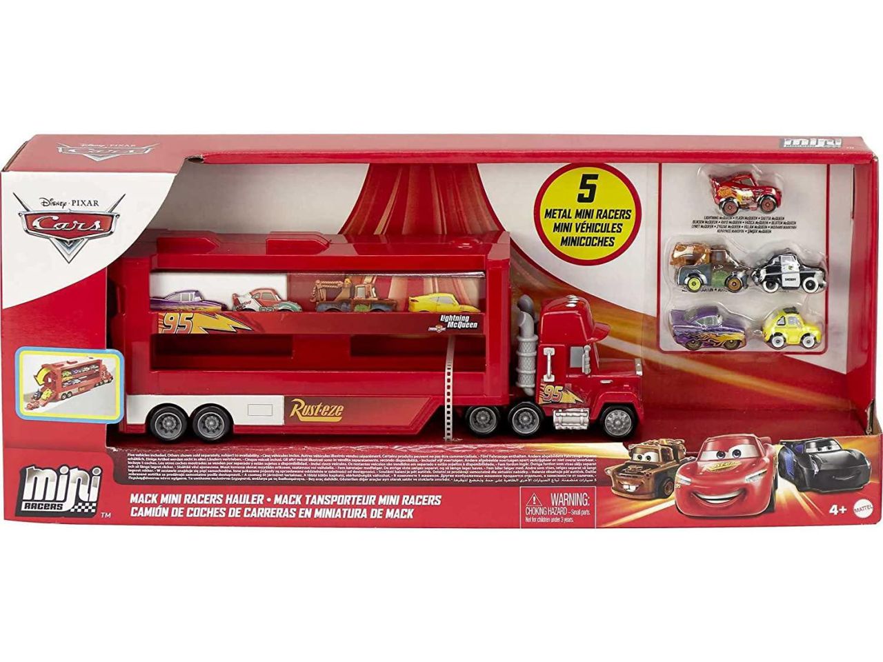Cars mack mini racers camion con 5 veicoli