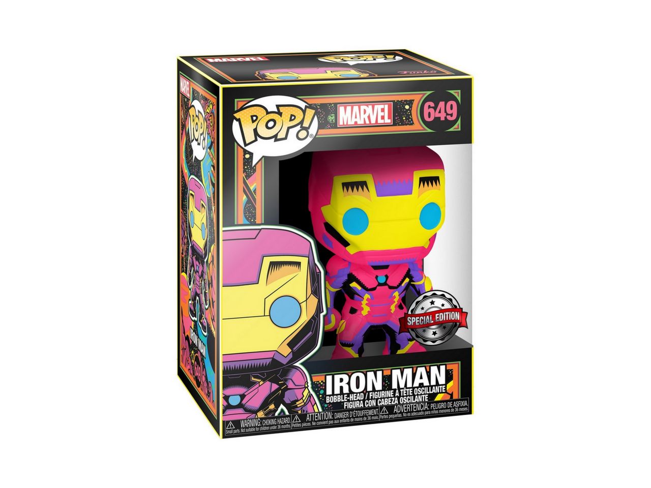 Funko pop! marvel black light - iron man h.9,5cm