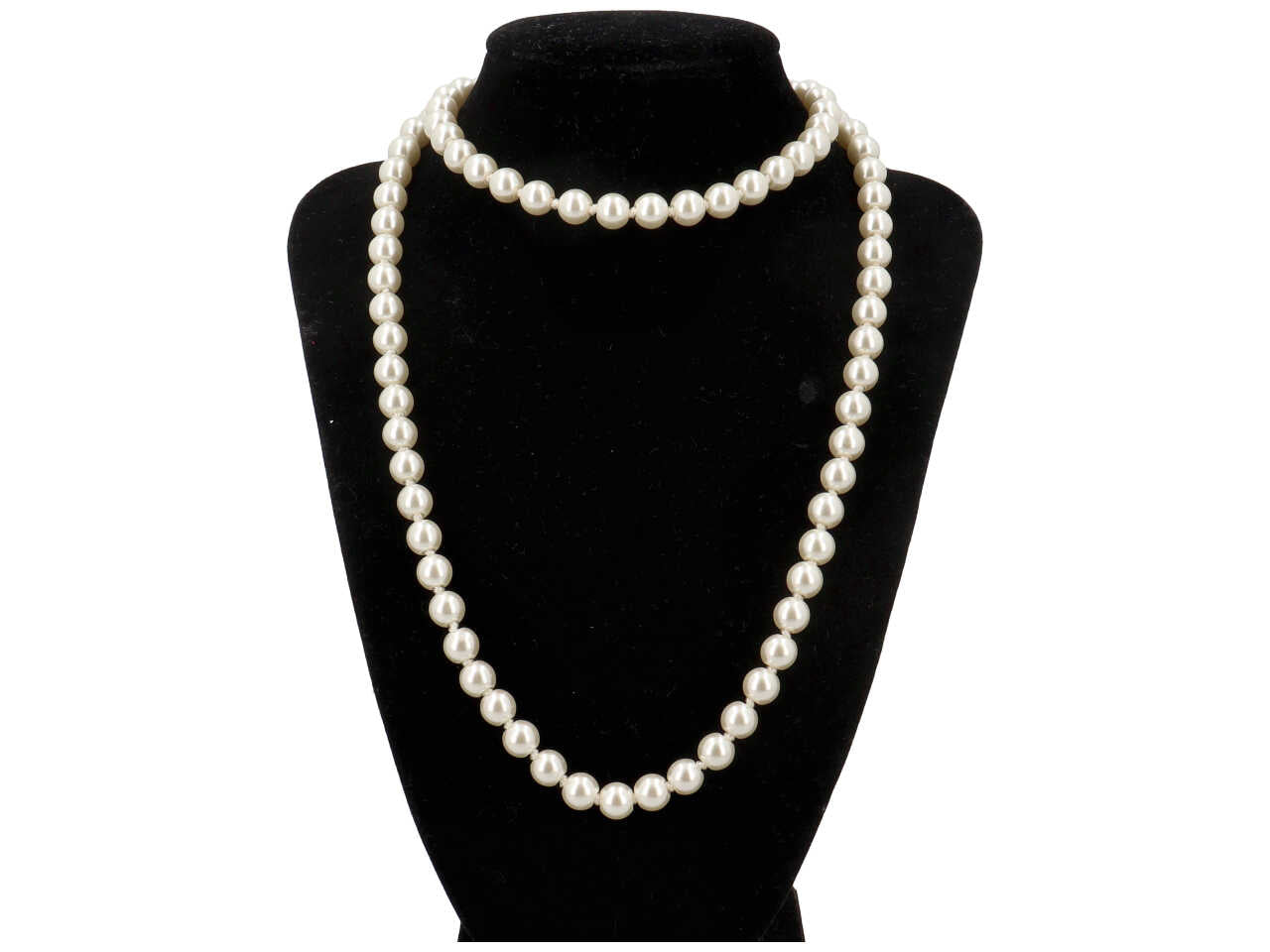 Collana con perla 8mm 60cm con chiusura in metallo e zirconi