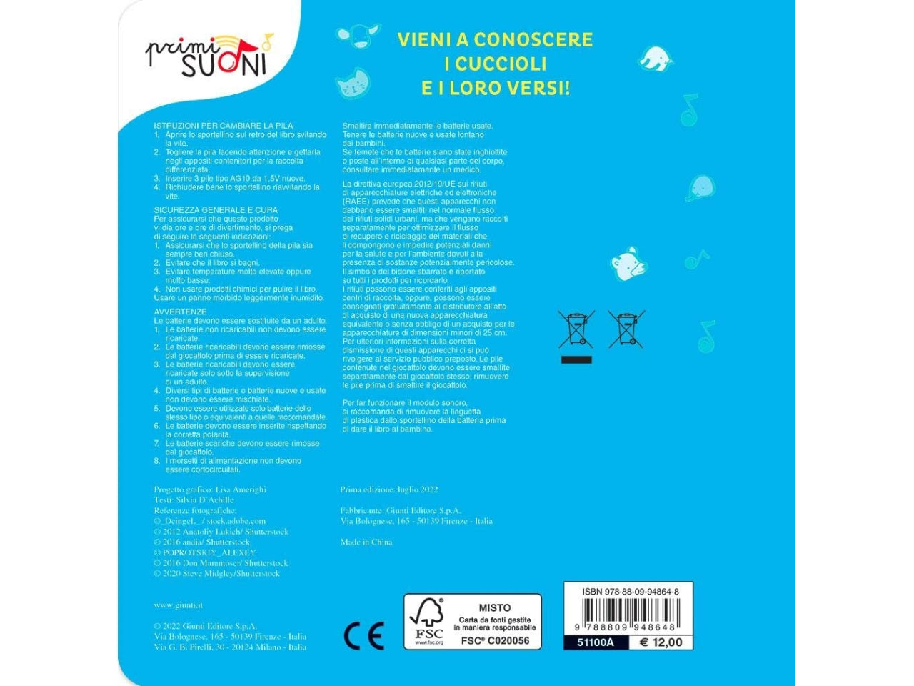 Libro giunti editore sonori cuccioli - primi suoni