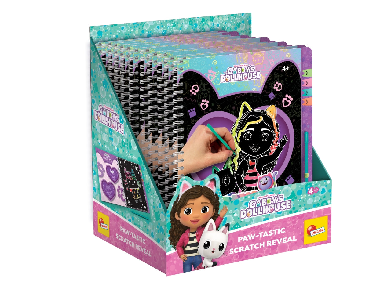 Libro Prescolare con Licenza Gabby's Dollhouse Sketchbook Pawtastic Scratch Reveal - Multicolor, per Bambini da 4 Anni, Lisciani